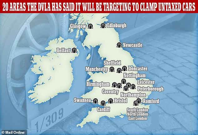 On the prowl: There are the 20 locations the DVLA has highlighted it will have
